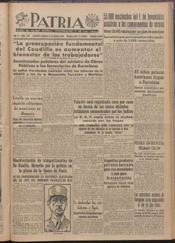'Patria : diario de Falange Española Tradicionalista y de las J.O.N.S.' - Año XI Número 2ed_2979 - 1946 junio 19