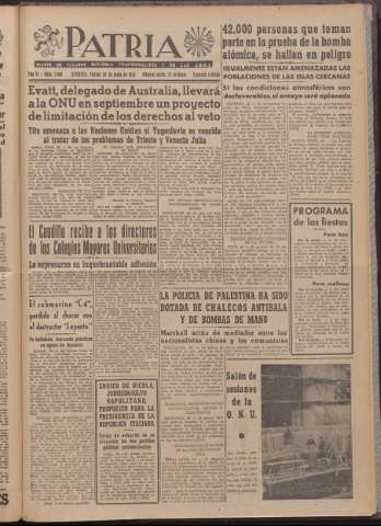 'Patria : diario de Falange Española Tradicionalista y de las J.O.N.S.' - Año XI Número 2ed_2986 - 1946 junio 28