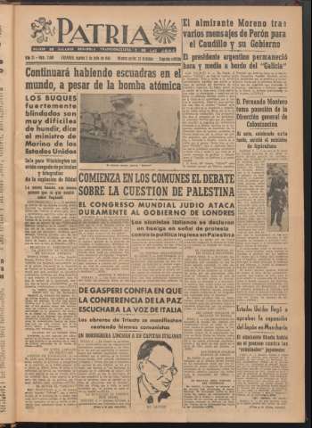'Patria : diario de Falange Española Tradicionalista y de las J.O.N.S.' - Año XI Número 2ed_2989 - 1946 julio 2