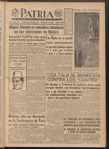 'Patria : diario de Falange Española Tradicionalista y de las J.O.N.S.' - Año XI Número 2ed_2994 - 1946 julio 8