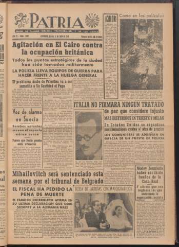 'Patria : diario de Falange Española Tradicionalista y de las J.O.N.S.' - Año XI Número 2ed_2997 - 1946 julio 11