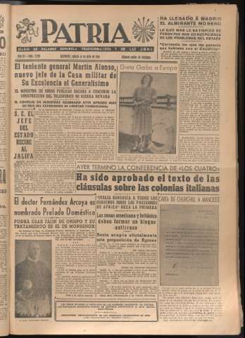 'Patria : diario de Falange Española Tradicionalista y de las J.O.N.S.' - Año XI Número 2999 - 1946 julio 13
