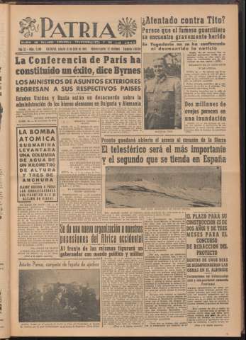 'Patria : diario de Falange Española Tradicionalista y de las J.O.N.S.' - Año XI Número 2ed_2999 - 1946 julio 13