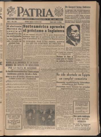 'Patria : diario de Falange Española Tradicionalista y de las J.O.N.S.' - Año XI Número 3000 - 1946 julio 14