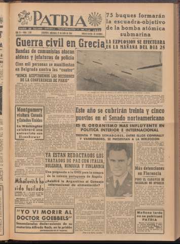 'Patria : diario de Falange Española Tradicionalista y de las J.O.N.S.' - Año XI Número 2ed_3002 - 1946 julio 17