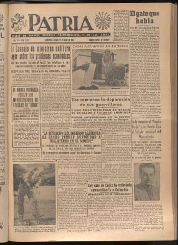 'Patria : diario de Falange Española Tradicionalista y de las J.O.N.S.' - Año XI Número 3005 - 1946 julio 20