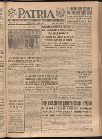 'Patria : diario de Falange Española Tradicionalista y de las J.O.N.S.' - Año XI Número 3006 - 1946 julio 21