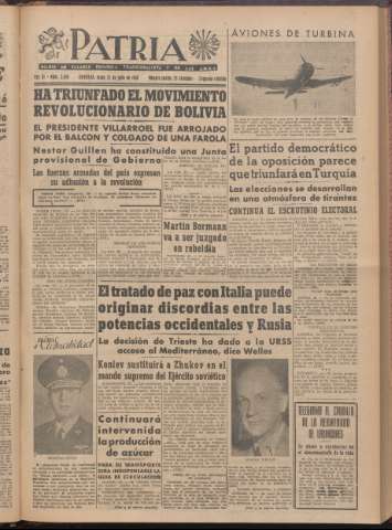 'Patria : diario de Falange Española Tradicionalista y de las J.O.N.S.' - Año XI Número 2ed_3006 - 1946 julio 22