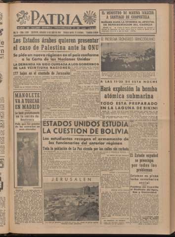 'Patria : diario de Falange Española Tradicionalista y de las J.O.N.S.' - Año XI Número 2ed_3008 - 1946 julio 24