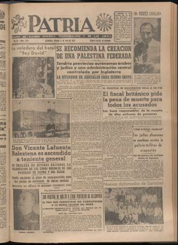 'Patria : diario de Falange Española Tradicionalista y de las J.O.N.S.' - Año XI Número 3011 - 1946 julio 27