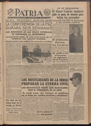 'Patria : diario de Falange Española Tradicionalista y de las J.O.N.S.' - Año XI Número 2ed_3012 - 1946 julio 29