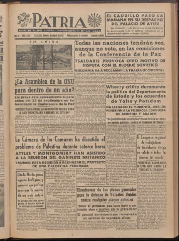 'Patria : diario de Falange Española Tradicionalista y de las J.O.N.S.' - Año XI Número 2ed_3015 - 1946 agosto 1