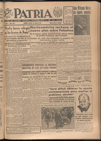 'Patria : diario de Falange Española Tradicionalista y de las J.O.N.S.' - Año XI Número 3016 - 1946 agosto 2