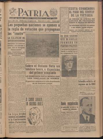 'Patria : diario de Falange Española Tradicionalista y de las J.O.N.S.' - Año XI Número 2ed_3018 - 1946 agosto 5