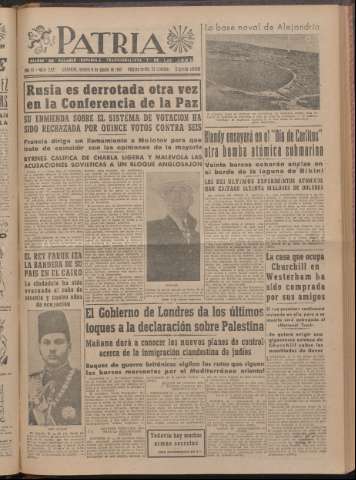 'Patria : diario de Falange Española Tradicionalista y de las J.O.N.S.' - Año XI Número 2ed_3022 - 1946 agosto 9