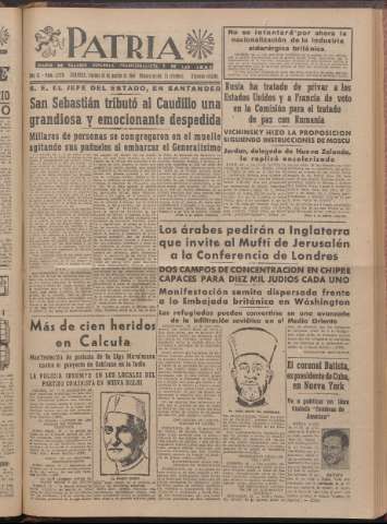 'Patria : diario de Falange Española Tradicionalista y de las J.O.N.S.' - Año XI Número 2ed_3028 - 1946 agosto 16