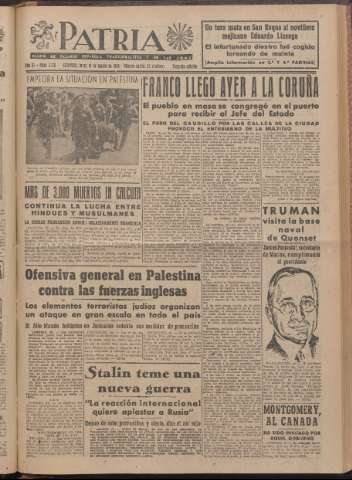 'Patria : diario de Falange Española Tradicionalista y de las J.O.N.S.' - Año XI Número 2ed_3030 - 1946 agosto 19