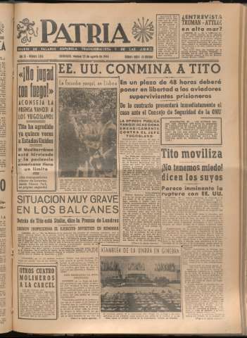 'Patria : diario de Falange Española Tradicionalista y de las J.O.N.S.' - Año XI Número 3034 - 1946 agosto 23