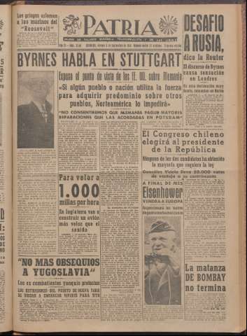 'Patria : diario de Falange Española Tradicionalista y de las J.O.N.S.' - Año XI Número 2ed_3046 - 1946 septiembre 6