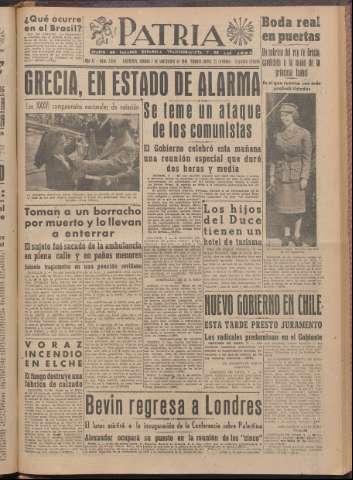 'Patria : diario de Falange Española Tradicionalista y de las J.O.N.S.' - Año XI Número 2ed_3047 - 1946 septiembre 7