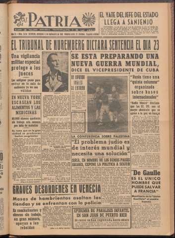 'Patria : diario de Falange Española Tradicionalista y de las J.O.N.S.' - Año XI Número 2ed_3050 - 1946 septiembre 11