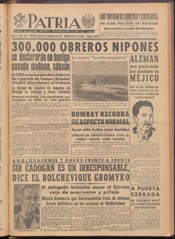 'Patria : diario de Falange Española Tradicionalista y de las J.O.N.S.' - Año XI Número 2ed_3051 - 1946 septiembre 12