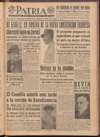 'Patria : diario de Falange Española Tradicionalista y de las J.O.N.S.' - Año XI Número 2ed_3057 - 1946 septiembre 19