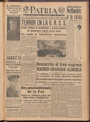 'Patria : diario de Falange Española Tradicionalista y de las J.O.N.S.' - Año XI Número 2ed_3058 - 1946 septiembre 20