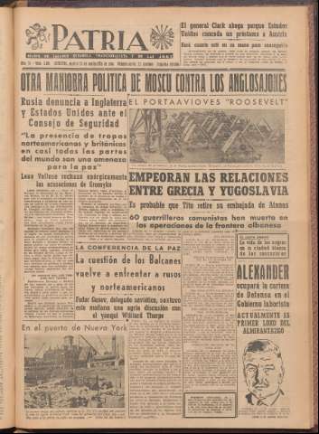 'Patria : diario de Falange Española Tradicionalista y de las J.O.N.S.' - Año XI Número 2ed_3061 - 1946 septiembre 24