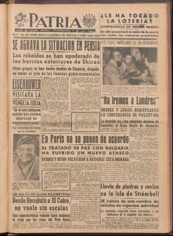 'Patria : diario de Falange Española Tradicionalista y de las J.O.N.S.' - Año XI Número 2ed_3062 - 1946 septiembre 25