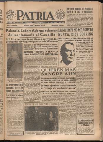 'Patria : diario de Falange Española Tradicionalista y de las J.O.N.S.' - Año XI Número 3069 - 1946 octubre 3