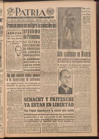 'Patria : diario de Falange Española Tradicionalista y de las J.O.N.S.' - Año XI Número 2ed_3071 - 1946 octubre 5