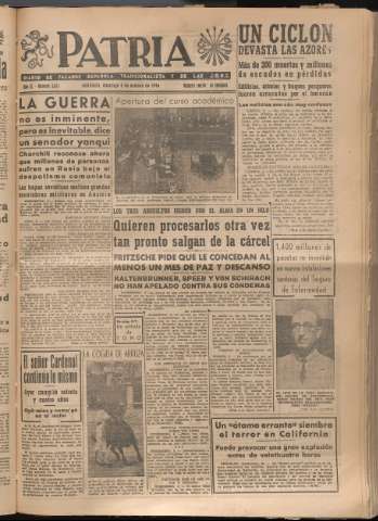 'Patria : diario de Falange Española Tradicionalista y de las J.O.N.S.' - Año XI Número 3072 - 1946 octubre 6