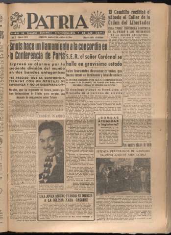 'Patria : diario de Falange Española Tradicionalista y de las J.O.N.S.' - Año XI Número 3073 - 1946 octubre 8
