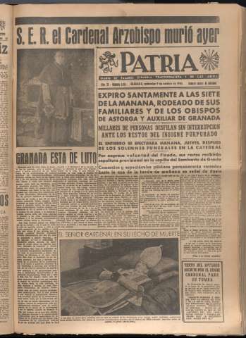 'Patria : diario de Falange Española Tradicionalista y de las J.O.N.S.' - Año XI Número 3074 - 1946 octubre 9