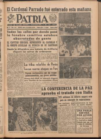 'Patria : diario de Falange Española Tradicionalista y de las J.O.N.S.' - Año XI Número 2ed_3075 - 1946 octubre 10