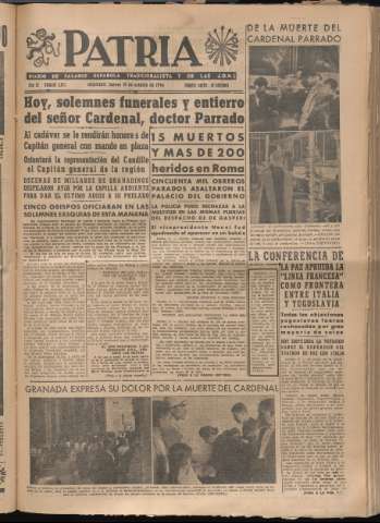 'Patria : diario de Falange Española Tradicionalista y de las J.O.N.S.' - Año XI Número 3075 - 1946 octubre 10