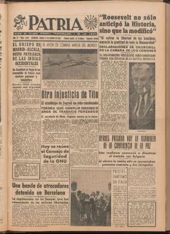 'Patria : diario de Falange Española Tradicionalista y de las J.O.N.S.' - Año XI Número 2ed_3076 - 1946 octubre 11