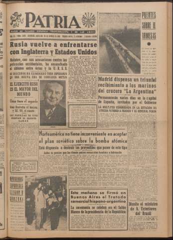 'Patria : diario de Falange Española Tradicionalista y de las J.O.N.S.' - Año XI Número 2ed_3092 - 1946 octubre 30