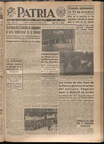 'Patria : diario de Falange Española Tradicionalista y de las J.O.N.S.' - Año XI Número 3092 - 1946 octubre 30