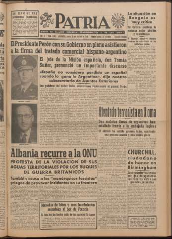 'Patria : diario de Falange Española Tradicionalista y de las J.O.N.S.' - Año XI Número 2ed_3093 - 1946 octubre 31