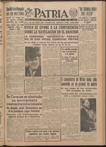 'Patria : diario de Falange Española Tradicionalista y de las J.O.N.S.' - Año XI Número 2ed_3095 - 1946 noviembre 2