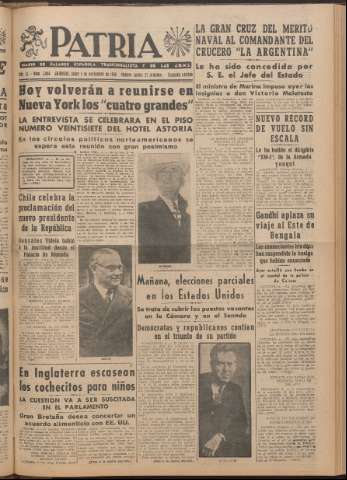 'Patria : diario de Falange Española Tradicionalista y de las J.O.N.S.' - Año XI Número 2ed_3096 - 1946 noviembre 4
