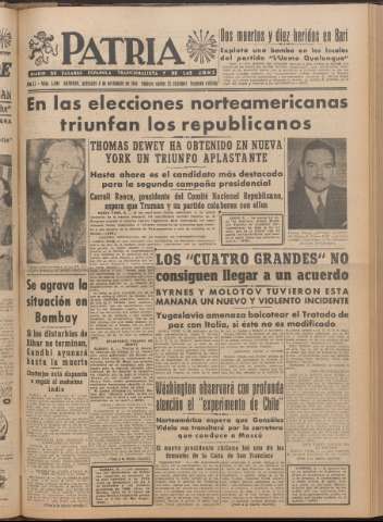 'Patria : diario de Falange Española Tradicionalista y de las J.O.N.S.' - Año XI Número 2ed_3098 - 1946 noviembre 6