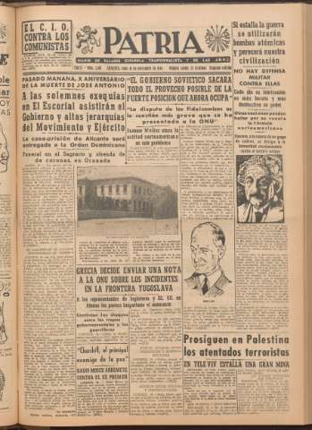 'Patria : diario de Falange Española Tradicionalista y de las J.O.N.S.' - Año XI Número 2ed_3108 - 1946 noviembre 18