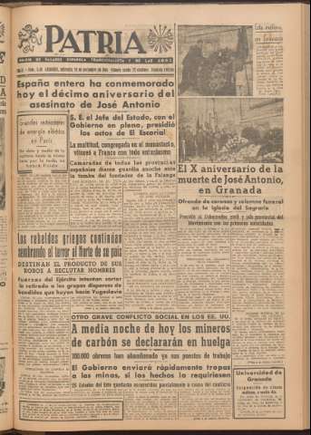 'Patria : diario de Falange Española Tradicionalista y de las J.O.N.S.' - Año XI Número 2ed_3110 - 1946 noviembre 20