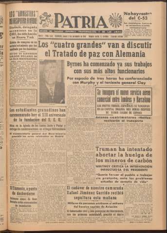 'Patria : diario de Falange Española Tradicionalista y de las J.O.N.S.' - Año XI Número 2ed_3111 - 1946 noviembre 21