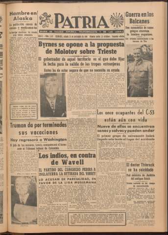 'Patria : diario de Falange Española Tradicionalista y de las J.O.N.S.' - Año XI Número 2ed_3113 - 1946 noviembre 23