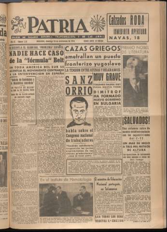 'Patria : diario de Falange Española Tradicionalista y de las J.O.N.S.' - Año XI Número 3114 - 1946 noviembre 24