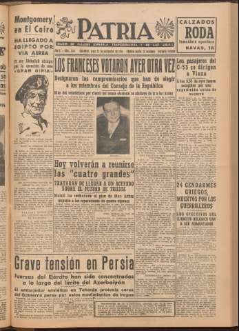 'Patria : diario de Falange Española Tradicionalista y de las J.O.N.S.' - Año XI Número 2ed_3114 - 1946 noviembre 25